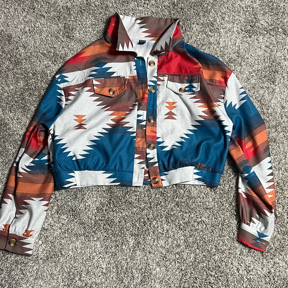 Colorful Aztec Cropped Jacket